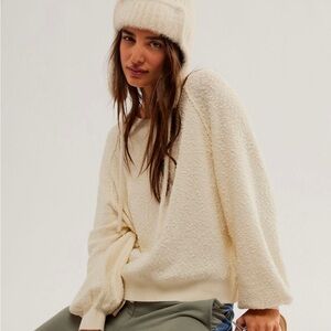 free people size M off the off the shoulder-ish sweater! cream